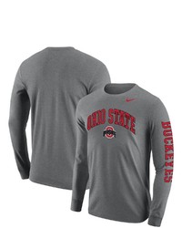 Nike Heathered Gray Ohio State Buckeyes Arch Logo Two Hit Long Sleeve T Shirt In Heather Gray At Nordstrom