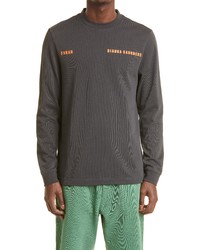 Farah X Bianca Saunders Alton Long Sleeve Organic Cotton Graphic Tee In 111 Washed Black At Nordstrom