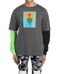 Off-White X Katsu Drone Painting Double Sleeve Graphic Tee