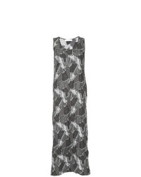 Charcoal Print Midi Dress