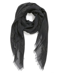 Alexander McQueen skull-print silk scarf - Black