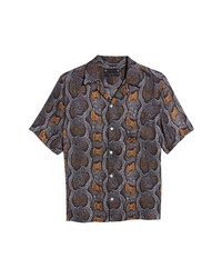 AllSaints Copperhead Short Sleeve Button Up Shirt In Mineral Grey At Nordstrom