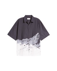 Topman Oversize Short Sleeve Button Up Shirt In Black Multi At Nordstrom