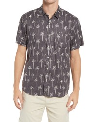 Marine Layer Palm Tree Short Sleeve Button Up Hemp Blend Shirt