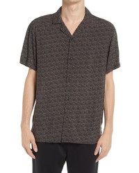 Open Edit Patterned Short Sleeve Button Up Camp Shirt