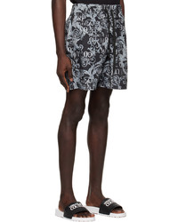 VERSACE JEANS COUTURE Black Gray Printed Swim Shorts
