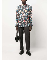 Moschino Comic Print Silk Shirt