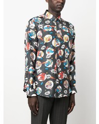 Moschino Comic Print Silk Shirt