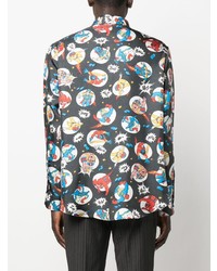 Moschino Comic Print Silk Shirt