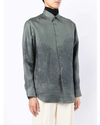 Brioni Forest Print Silk Shirt