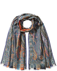 Etro Printed Wool Scarf With Silk