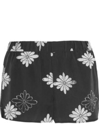 Charcoal Print Silk Shorts