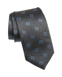 David Donahue Diamond Medallion Silk Tie In Charcoal At Nordstrom
