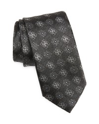 Canali Floral Medallion Silk Tie In Grey At Nordstrom