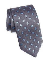 David Donahue Geo Silk Tie In Charcoal At Nordstrom