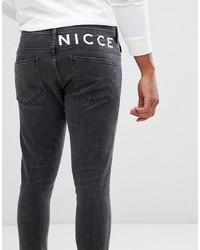 Nicce London Nicce Skinny Fit Jeans In Grey With Logo