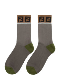 Fendi Grey And Green Forever Socks