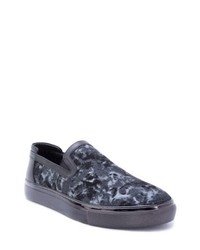 Charcoal Print Suede Slip-on Sneakers