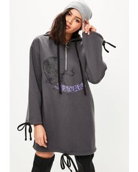 Missguided Grey Tiger Print Oversized Sweater Dress