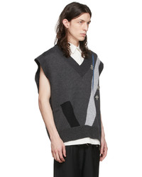 C2h4 Grey Geometry Knit Vest