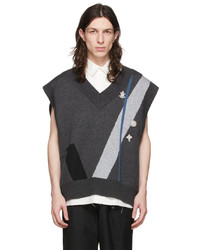 C2h4 Grey Geometry Knit Vest