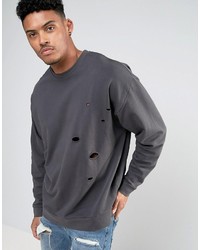 Asos Oversized Distressed Sweatshirt With Back Print