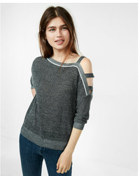 Express Printed Asymmetrical Strappy Shoulder Sweater