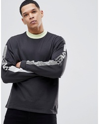 ASOS DESIGN Asos Oversized Sweatshirt With Contrast Ringer Sleeve Text Print