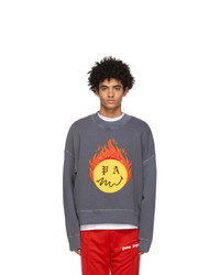 Palm Angels Grey Smiley Edition Burning Sweatshirt