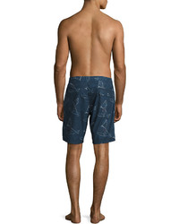 Orlebar Brown Lawrence Paddlin Print Relaxed Fit Swim Trunks Navy