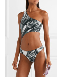 Norma Kamali Shane One Shoulder Cutout Printed Swimsuit
