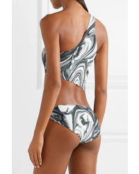 Norma Kamali Shane One Shoulder Cutout Printed Swimsuit