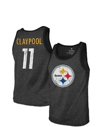 Majestic Threads Chase Claypool Heathered Black Pittsburgh Ers Name Number Tri Blend Tank Top