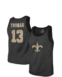 Majestic Threads Fanatics Branded Michl Thomas Black New Orleans Saints Name Number Tri Blend Tank Top