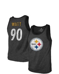 Majestic Threads Tj Watt Heathered Black Pittsburgh Ers Name Number Tri Blend Tank Top At Nordstrom