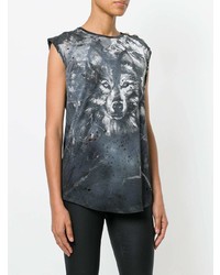 Balmain Wolf Print Sleeveless T Shirt