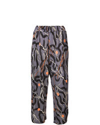 Charcoal Print Tapered Pants