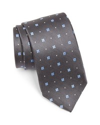 David Donahue Woven Silk Tie Charcoal Regular