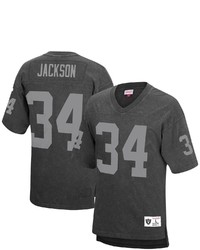 Mitchell & Ness Bo Jackson Black Los Angeles Raiders Retired Player Name Number Acid Wash Top