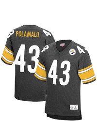 Mitchell & Ness Troy Polamalu Black Pittsburgh Ers Retired Player Name Number Acid Wash Top