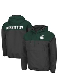 Colosseum Charcoalgreen Michigan State Spartans Lawyered Anorak Quarter Zip Hoodie Jacket At Nordstrom