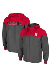 Colosseum Charcoalscarlet Nebraska Huskers Game Night Full Zip Jacket At Nordstrom
