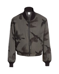 Charcoal Print Wool Bomber Jacket