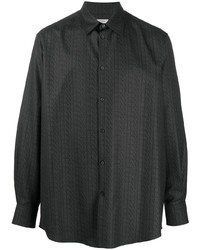 Charcoal Print Wool Long Sleeve Shirt