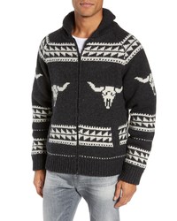 Schott NYC Longhorn Zip Front Wool Blend Sweater