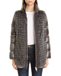 Herno Genuine Fox Fur Front Down Jacket