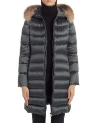 Moncler Tinuv Satin Down Coat With Detachable Genuine Fox Fur