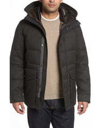 Cole Haan Faux Mixed Media Hooded Down Jacket