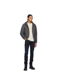 Herno Grey Down Hooded Bomber Jacket
