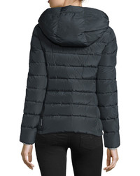 Moncler Idrial Hooded Short Puffer Jacket Charcoal